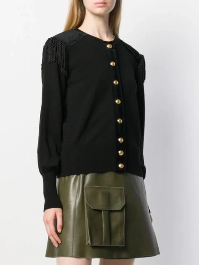 Shop Alberta Ferretti Epaulette Cardigan In Black