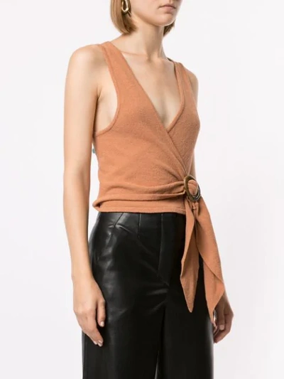 Shop Nanushka Liz Terry Knit Wrap Top In Brown