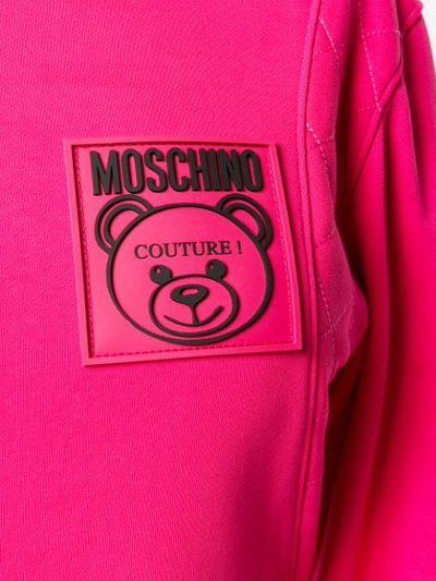 Shop Moschino Logo Patch Sweatshirt Dress In Pink