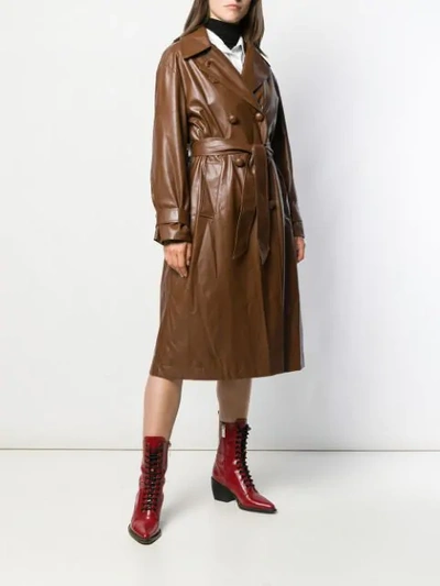 Shop Be Blumarine Belted Trench Coat In Brown
