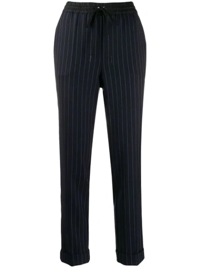 P.a.r.o.s.h Pinstripe Cuffed Trousers In Blue