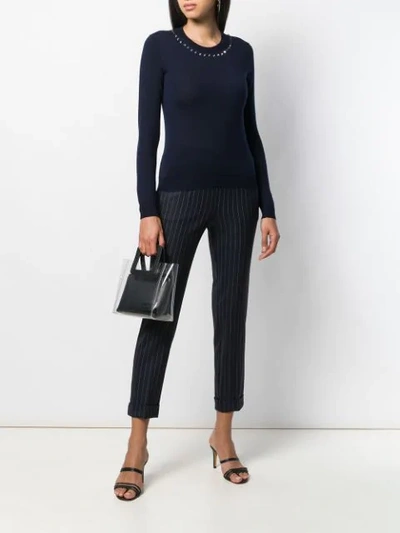 P.a.r.o.s.h Pinstripe Cuffed Trousers In Blue