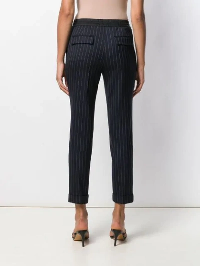 P.a.r.o.s.h Pinstripe Cuffed Trousers In Blue