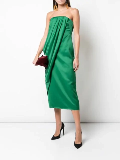 Shop Marina Moscone Wrap Style Dress In Green