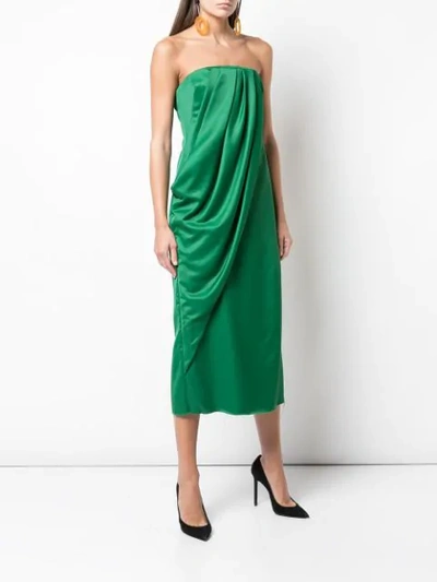 Shop Marina Moscone Wrap Style Dress In Green