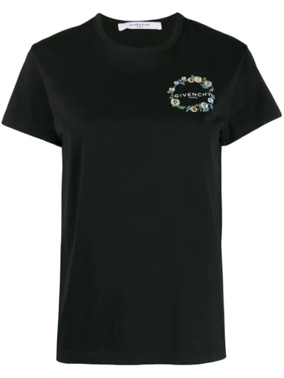 Shop Givenchy Floral Logo T-shirt In 001 Black