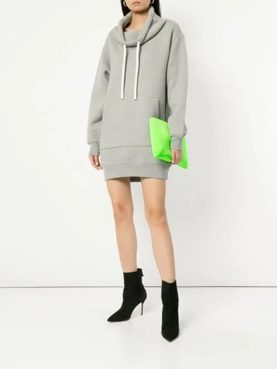 Shop Alexander Wang T Dense Fleece Hoodie Dress In Grey