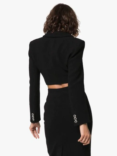 Shop Alessandra Rich Cropped Double Breasted Blazer In Black