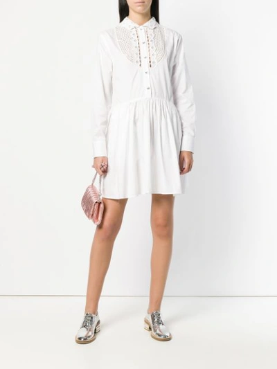 Shop Miu Miu Cut-out Embellished Short Dress - White