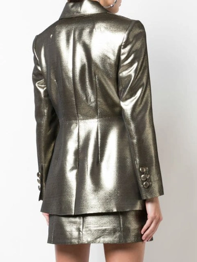 Shop Alexa Chung Metallic Blazer In Gold