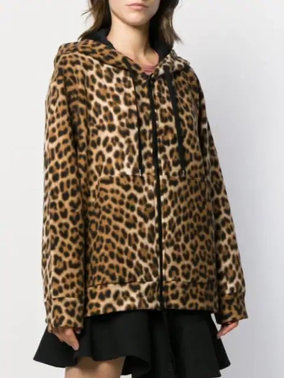 Shop N°21 Animal Print Hooded Jacket In Brown