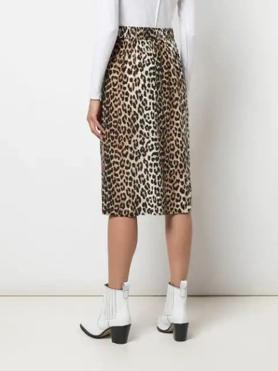 Shop Ganni Leopard Print Skirt In Brown