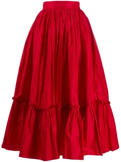 Shop Dolce & Gabbana Ruched Hem Full Skirt In Red