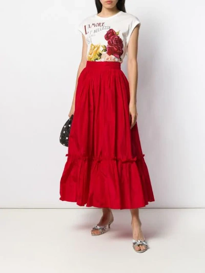 Shop Dolce & Gabbana Ruched Hem Full Skirt In Red
