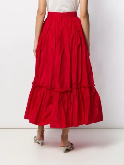 Shop Dolce & Gabbana Ruched Hem Full Skirt In Red