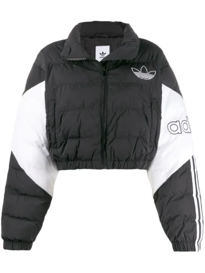 Adidas Originals Cropped Puffer Jacket In Black/white | ModeSens