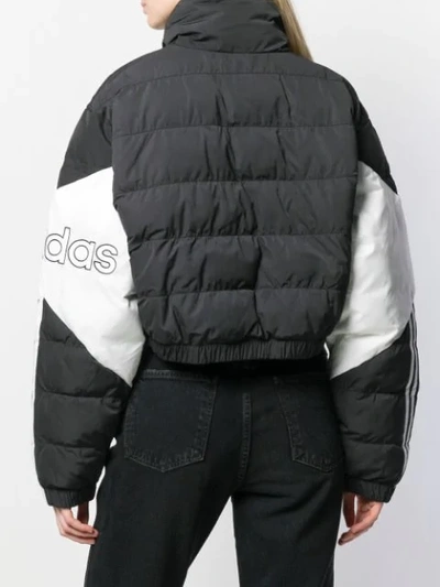 Adidas Originals Cropped Puffer Jacket In Black/white | ModeSens