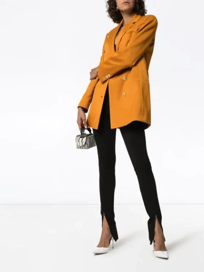 Shop Versace Double-breasted Blazer In Orange