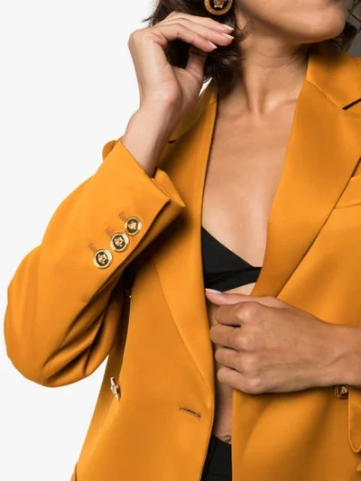 Shop Versace Double-breasted Blazer In Orange