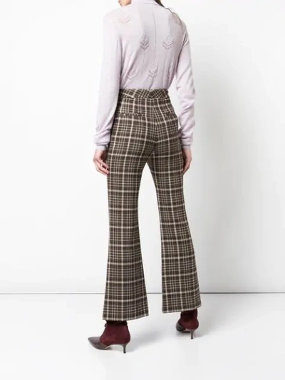 Shop Adam Lippes Plaid Flared Trousers In Brown