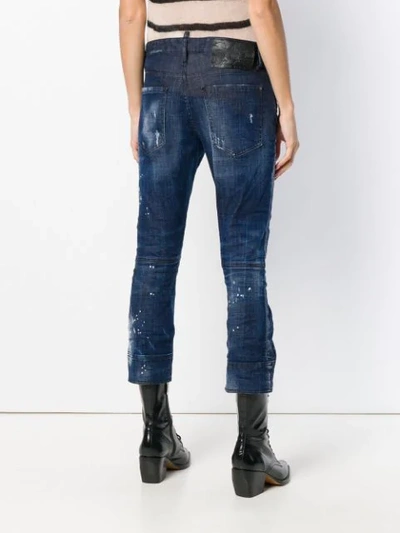 Shop Dsquared2 Cropped Ripped Jeans In Blue