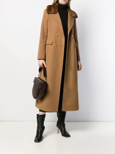 Shop Ermanno Scervino Fur-collar Trenchcoat In Brown
