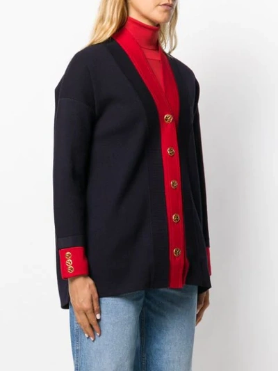 Shop Sandro Two-tone Cardigan In Blue