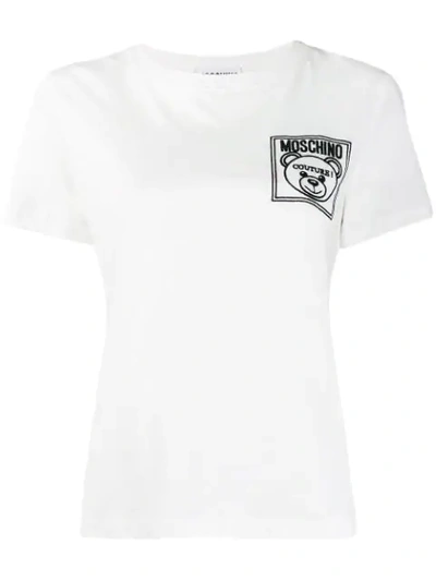 Shop Moschino Logo Patch T-shirt In White