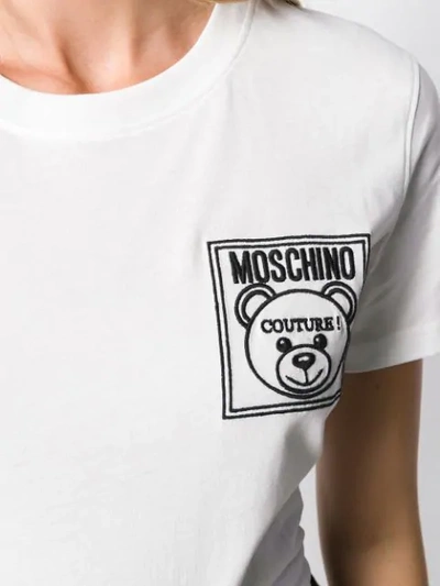 Shop Moschino Logo Patch T-shirt In White