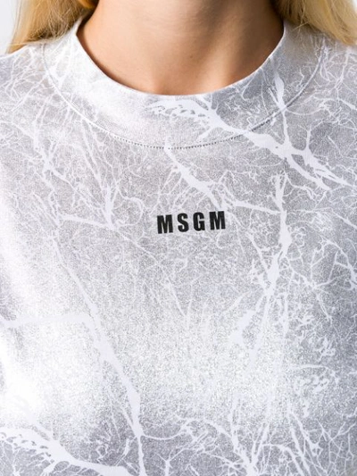 MSGM CRACKED METALLIC T-SHIRT - 银色