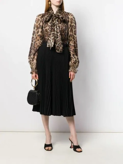 Shop Dolce & Gabbana Leopard Print Blouse In Brown