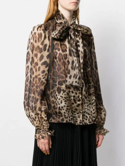 Shop Dolce & Gabbana Leopard Print Blouse In Brown