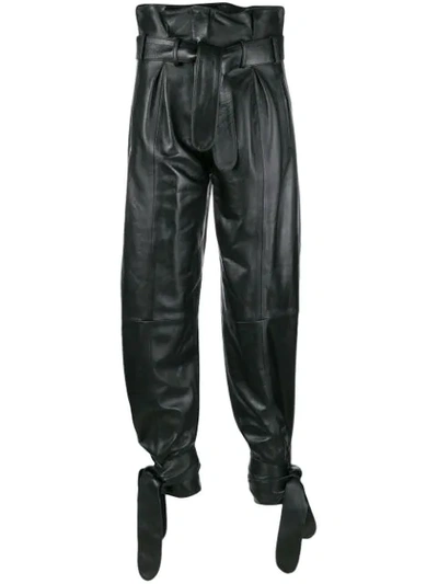 Shop Attico Paperbag Waist Trousers In Black
