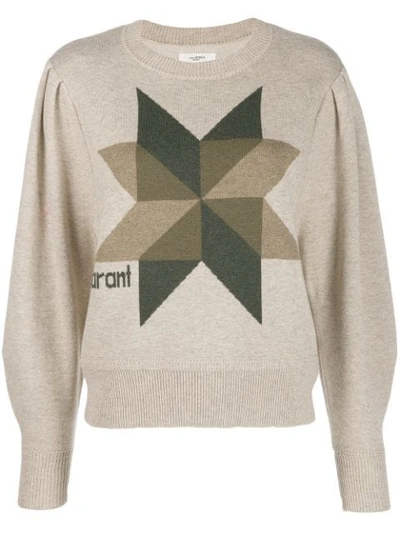 Shop Isabel Marant Étoile Cropped Logo Knit Sweater In Light Beige