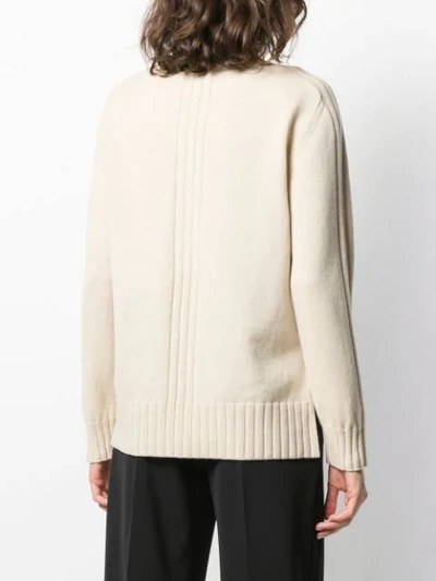 Shop Alberta Ferretti Knitted Crew Neck Sweater In A0045 Beige