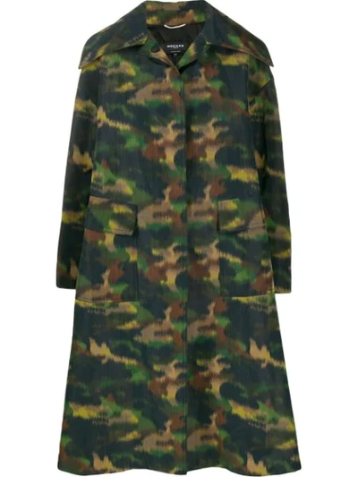 Shop Rochas Oversized Printed Coat In Green