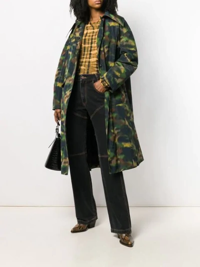 Rochas Oversized Printed Coat In Green
