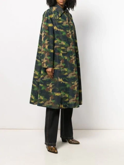 Rochas Oversized Printed Coat In Green