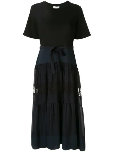 Shop 3.1 Phillip Lim / フィリップ リム T-shirt Dress With Lace Skirt In Blue