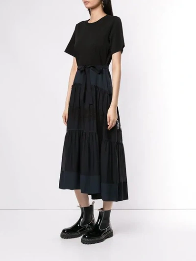 Shop 3.1 Phillip Lim / フィリップ リム T-shirt Dress With Lace Skirt In Blue