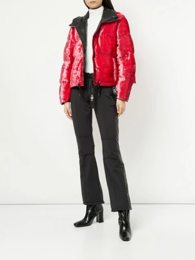 Shop Kru Reversible Velvet Puffer Jacket - Pink