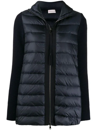 Shop Moncler Knitted-sleeve Padded Jacket In 778  Blue