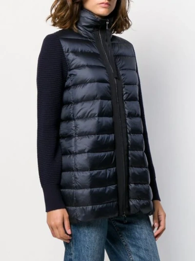 Shop Moncler Knitted-sleeve Padded Jacket In 778  Blue