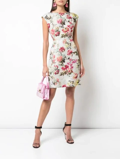 Shop Etro Floral Print Dress In Silver