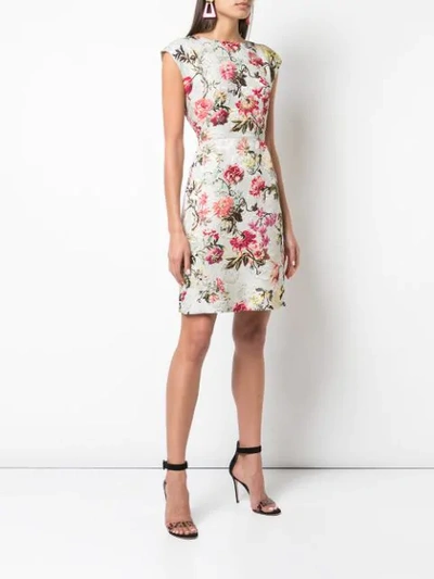 Shop Etro Floral Print Dress In Silver