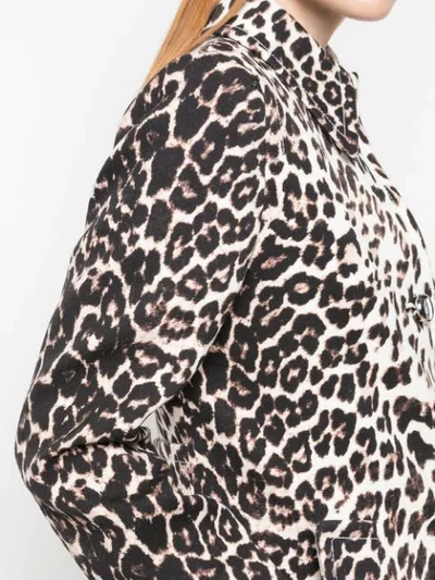 Shop Prada Leopard Print Coat In Brown