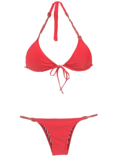 Shop Amir Slama Embellished Bikini Set In Red