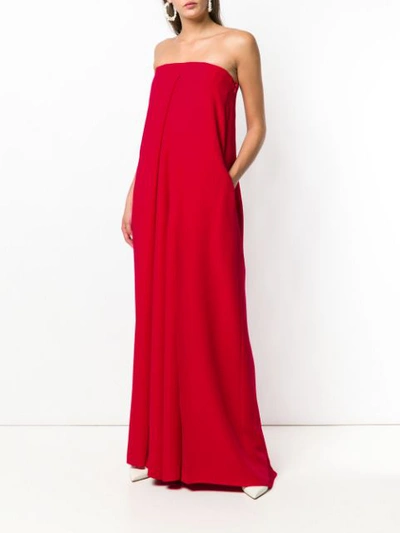 Shop Valentino Draped Evening Dress In Red