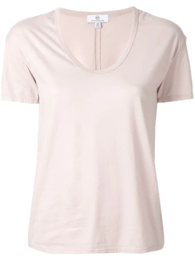 Shop Ag Short-sleeve Fitted T-shirt In Pink