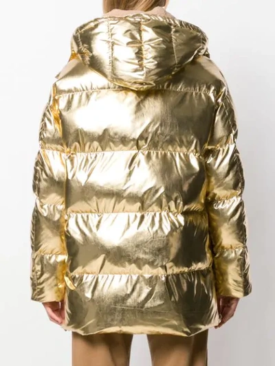 Shop P.a.r.o.s.h Metallic Puffer Jacket In Gold